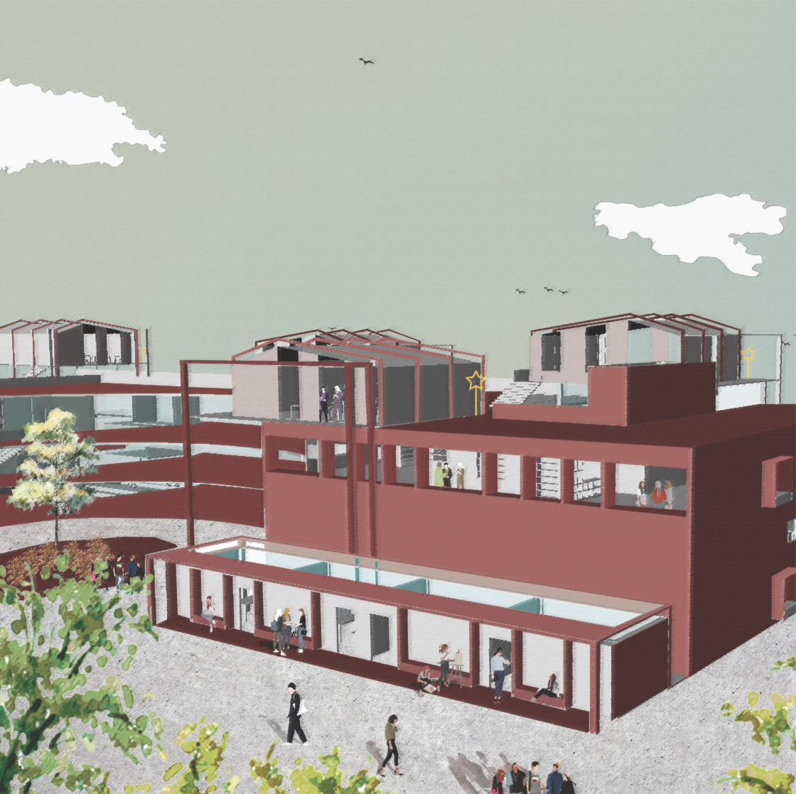 Multifunctional school architecture blending academic, social, and public spaces into one cohesive environment.
