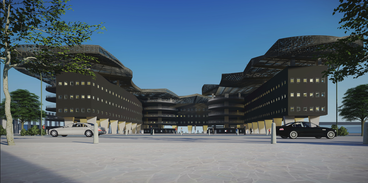 Fluid school facade unified by a dynamic climate-responsive canopy