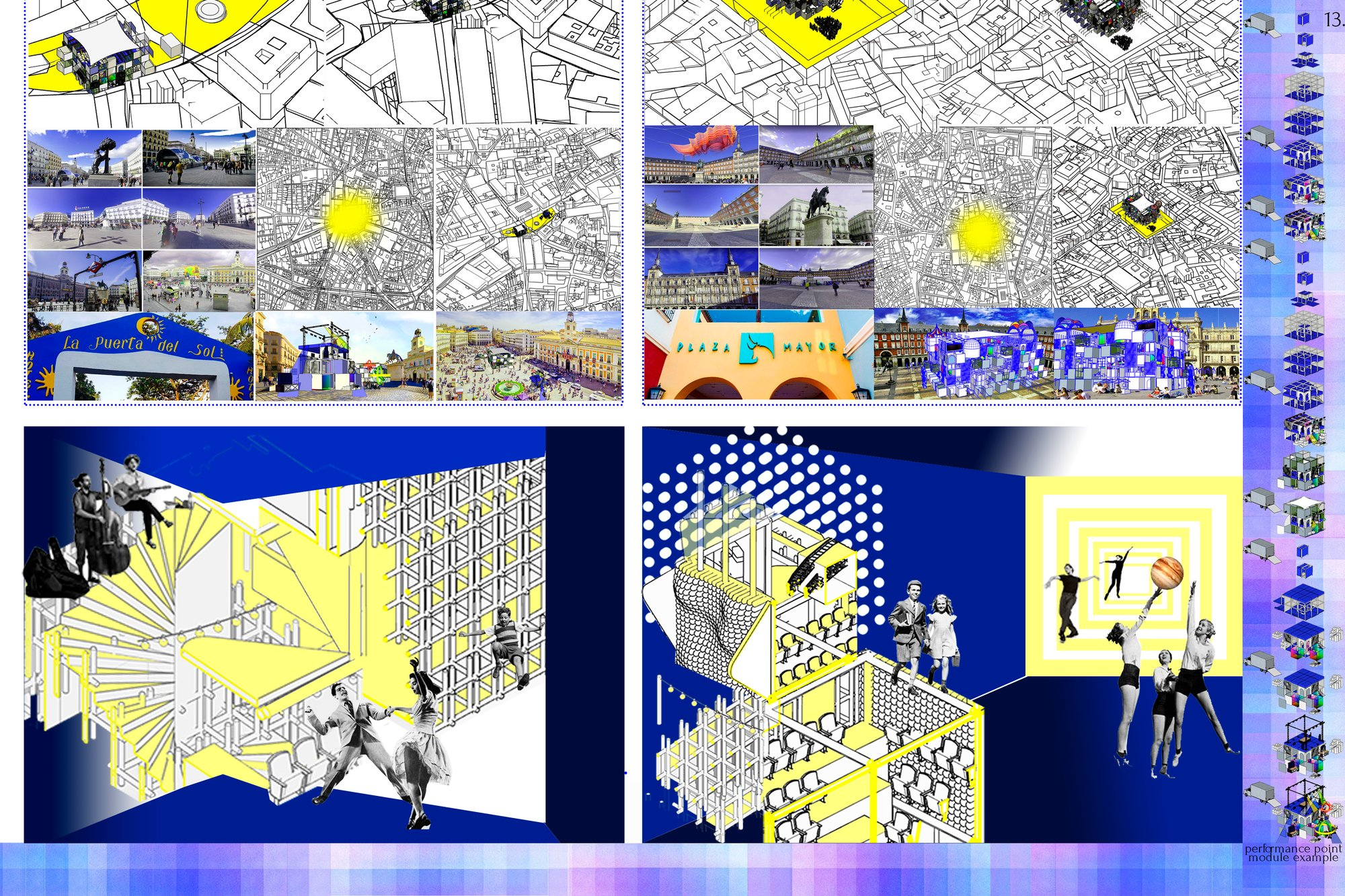 Urban intervention studies demonstrating how mobile theater activates public plazas and cultural gathering spaces.