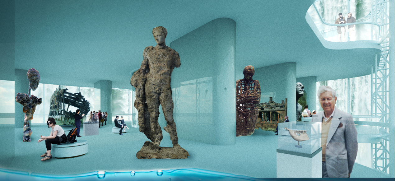 Hall of Intimacy exploring human impact and ocean history through immersive exhibits.