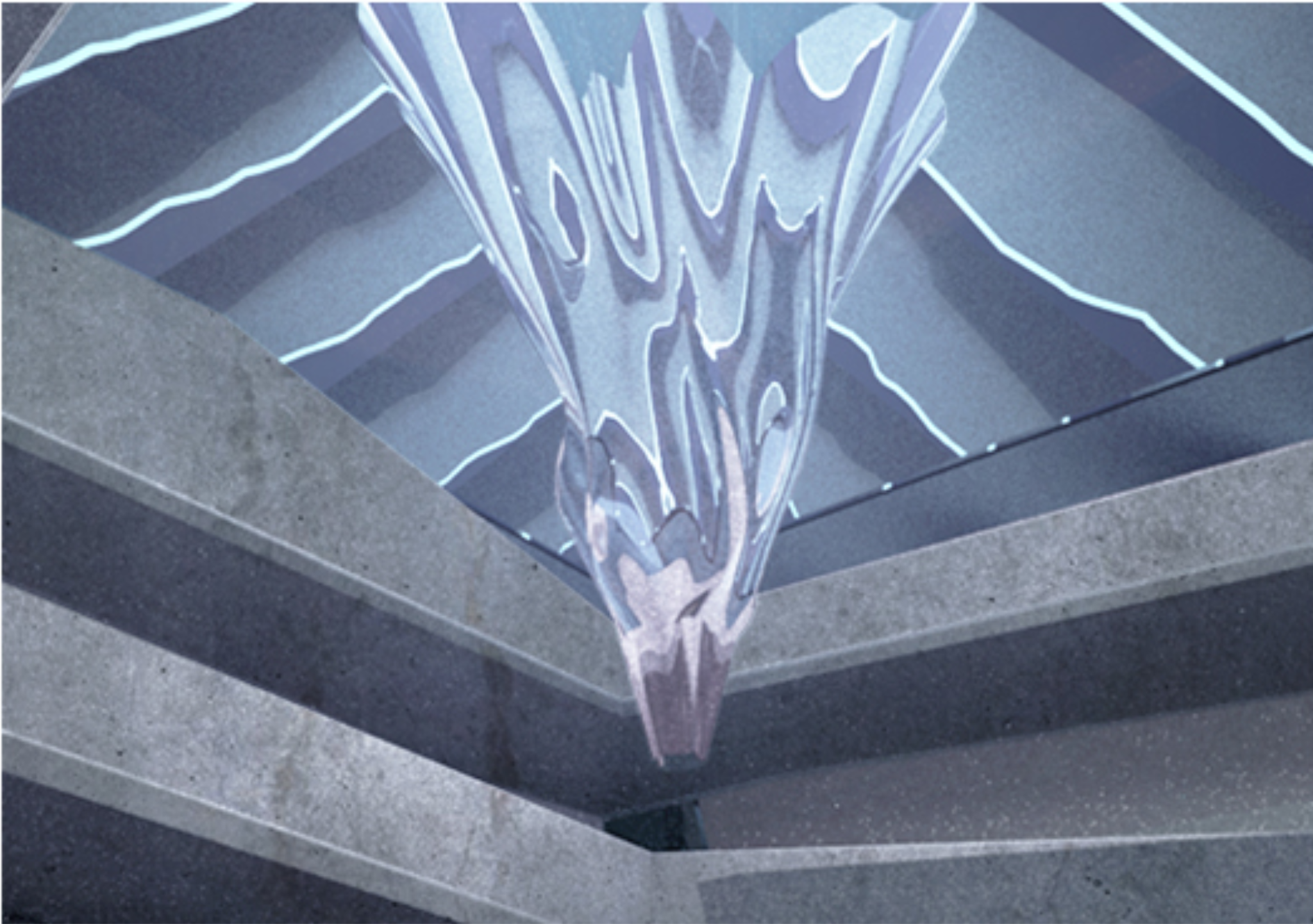 Melting core expressed through cascading forms and refracted light