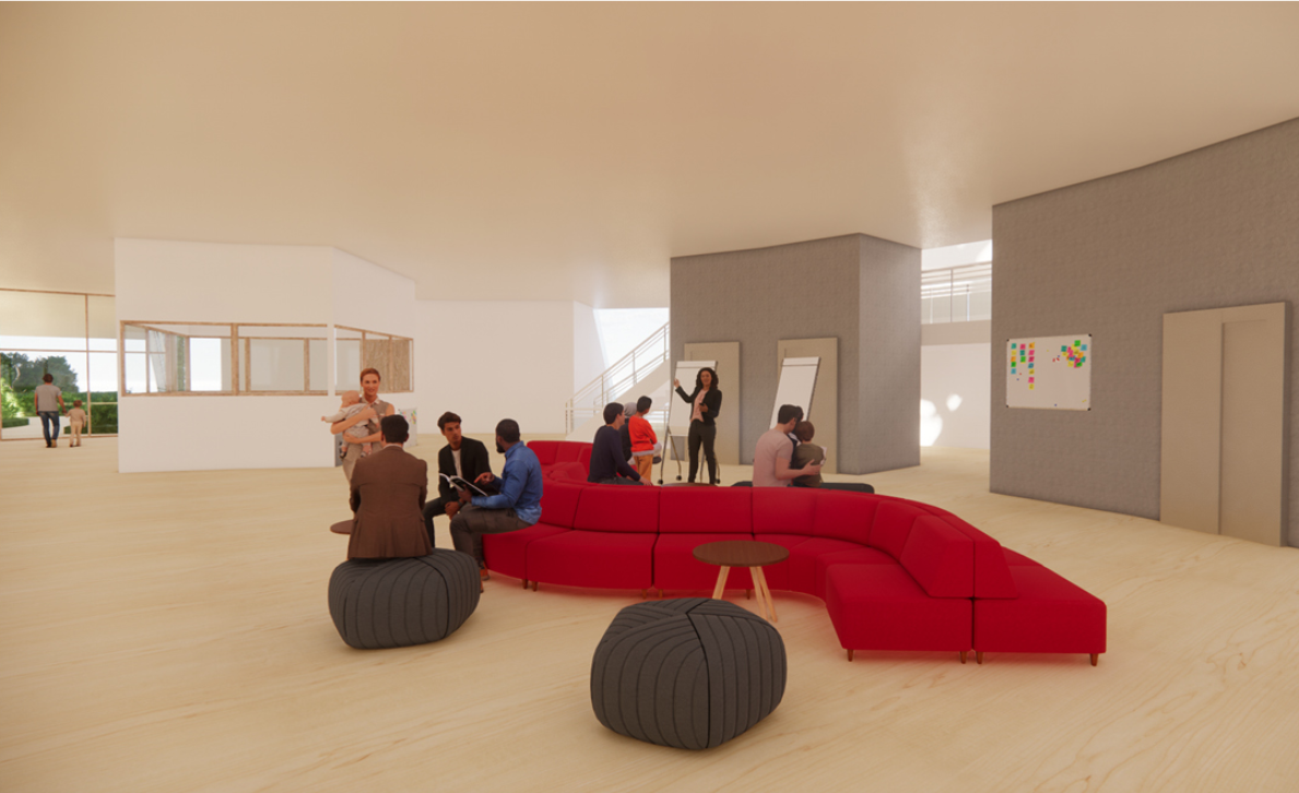 Flexible social spaces support counseling, discussion, and daily engagement.