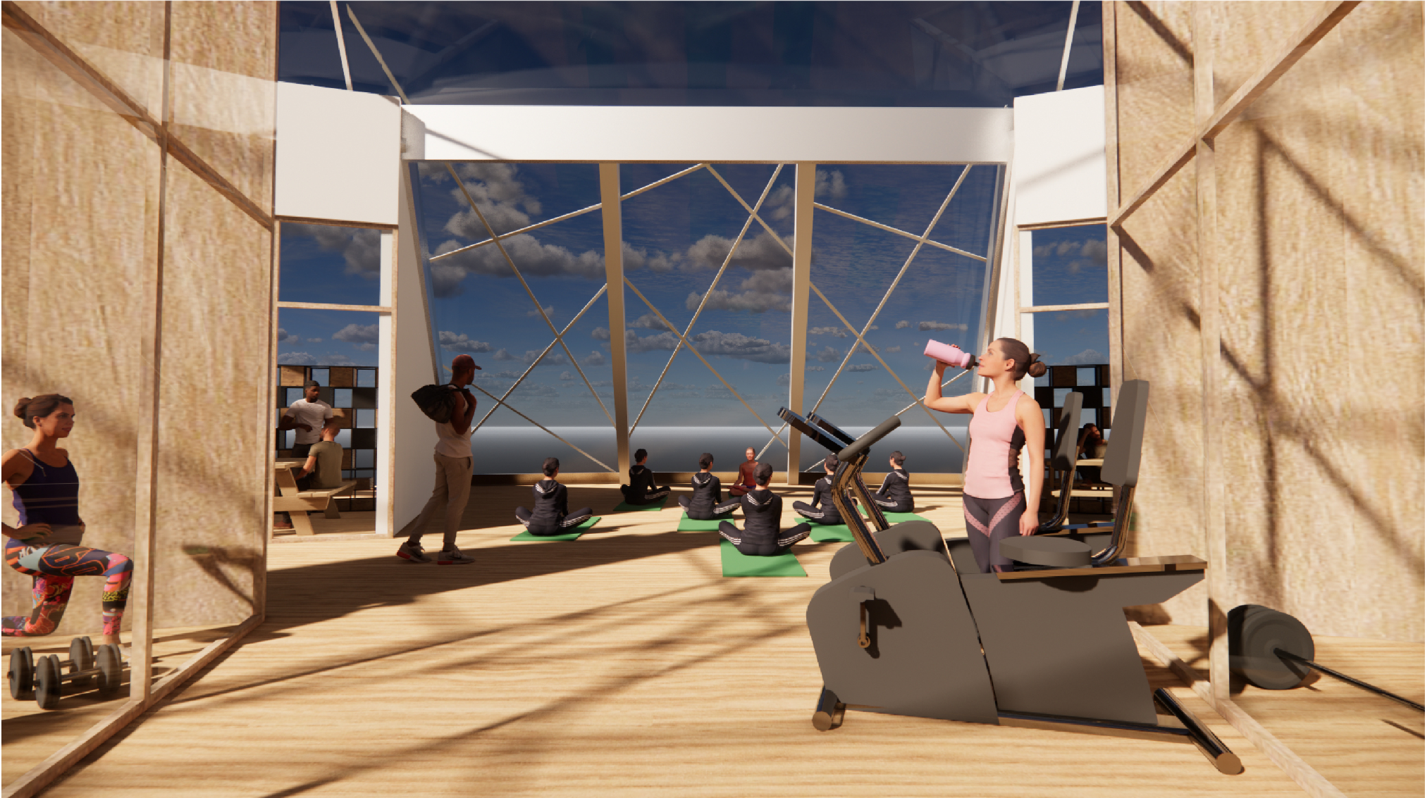 Wellness areas integrate movement, light, and mental restoration into everyday life.
