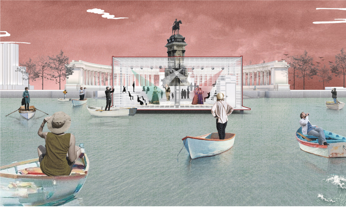 Floating modular stage activates public water space as an open urban theater