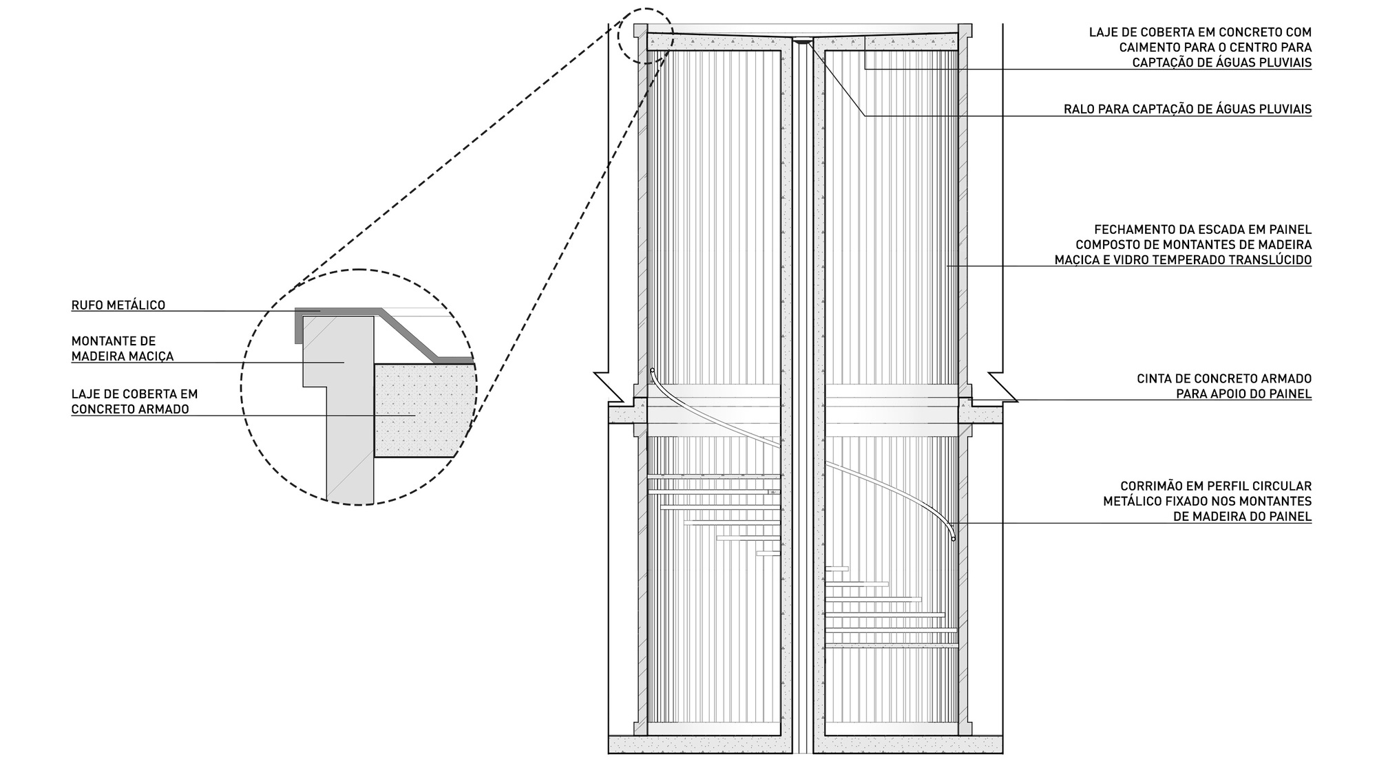Detail drawing of a composite panel system with timber framing and translucent cladding