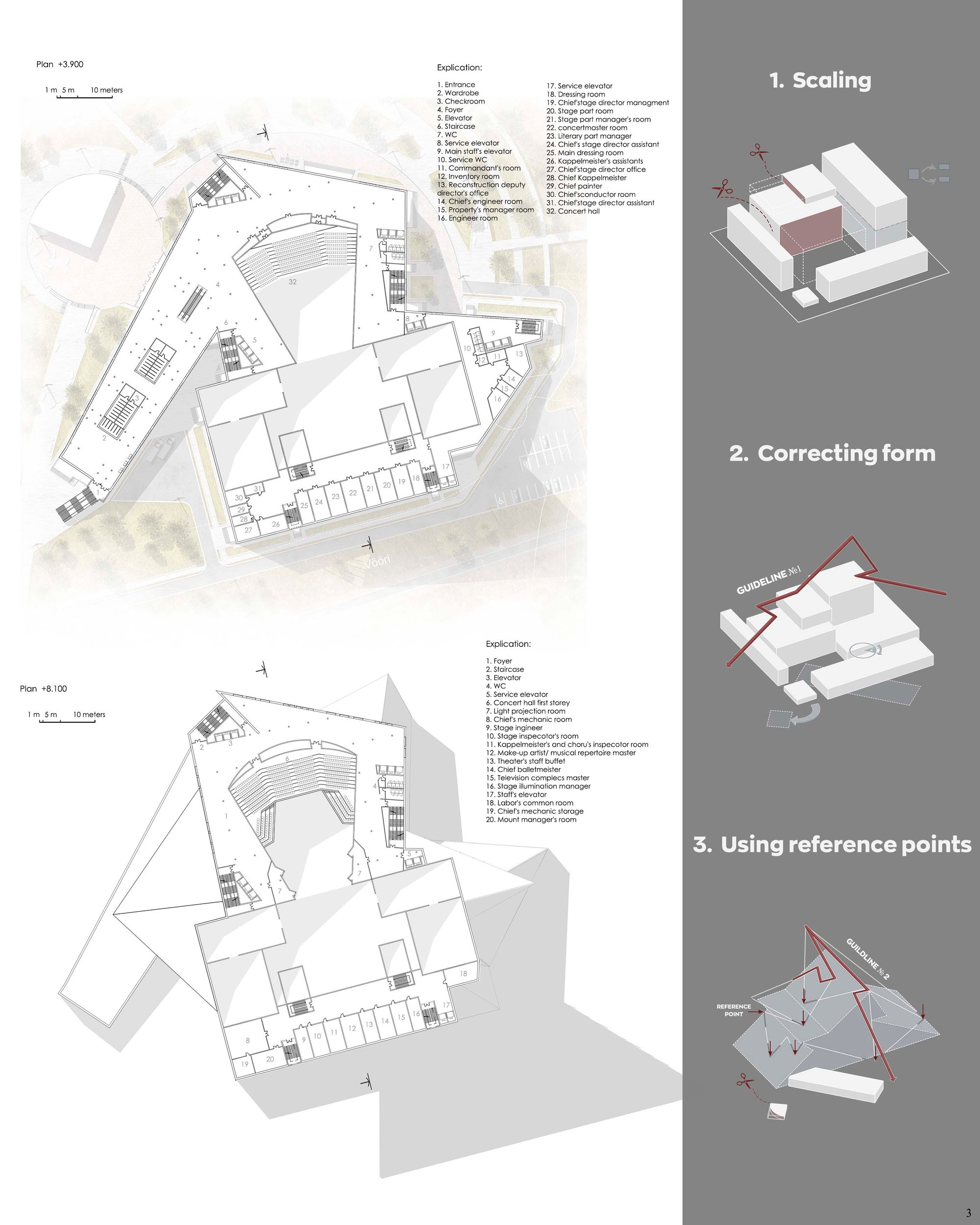 Parametric design development showing form evolution through scaling and geometric correction