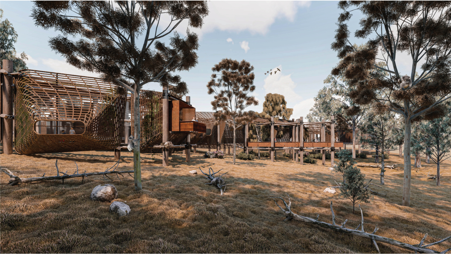 Regenerative architecture and lightweight prefabricated systems reduce environmental impact while restoring fractured wildlife corridors.