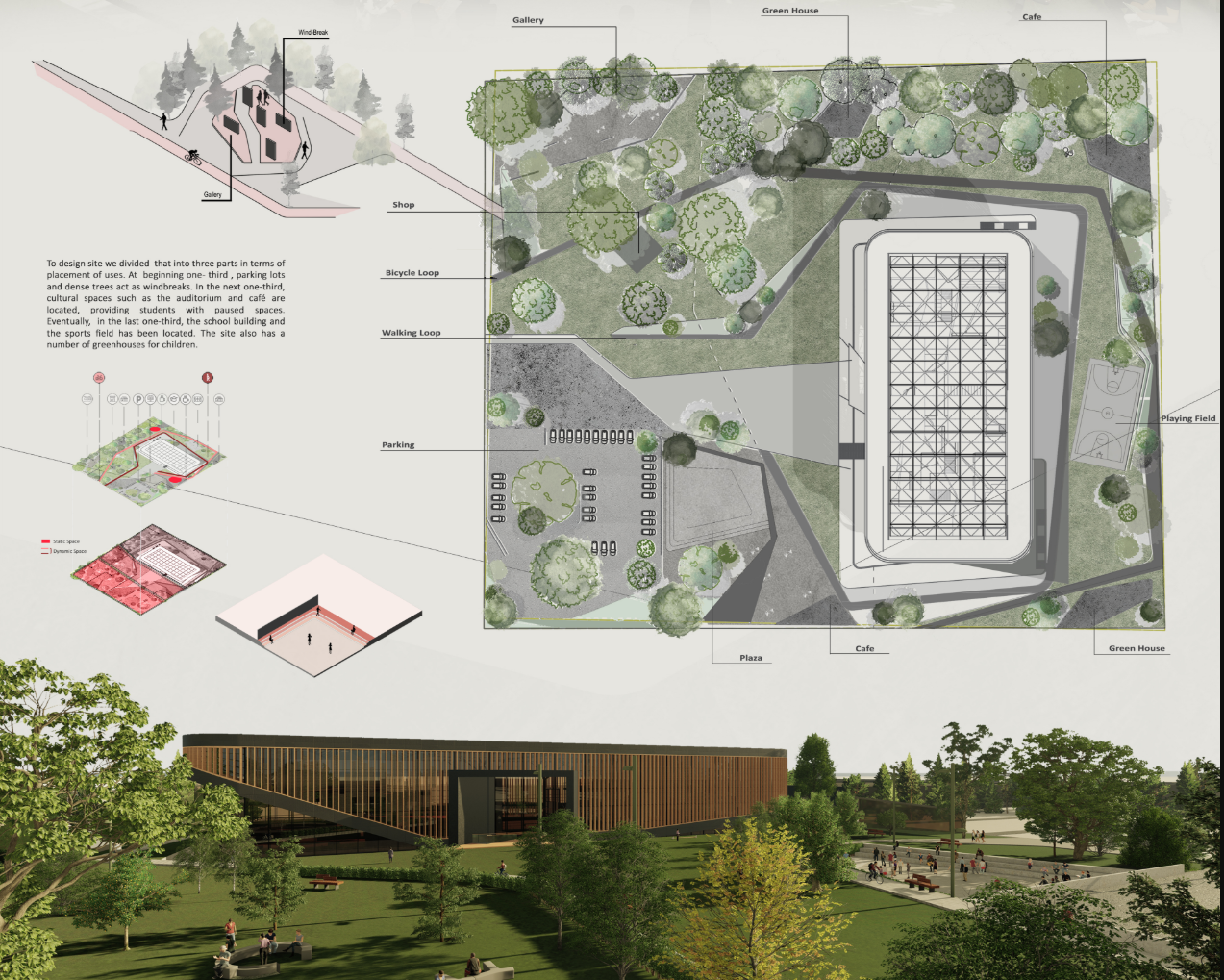 Landscape, circulation, and education merge into one integrated masterplan designed for future-ready learning environments.