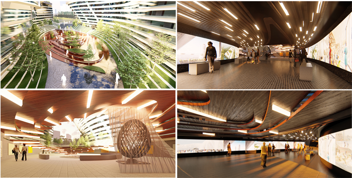 Central courtyard anchors social interaction, functioning as an open-air learning amphitheater.