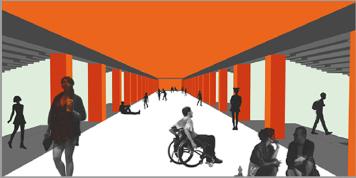 Open transitional corridor designed to encourage movement, interaction, and inclusive student experiences.
