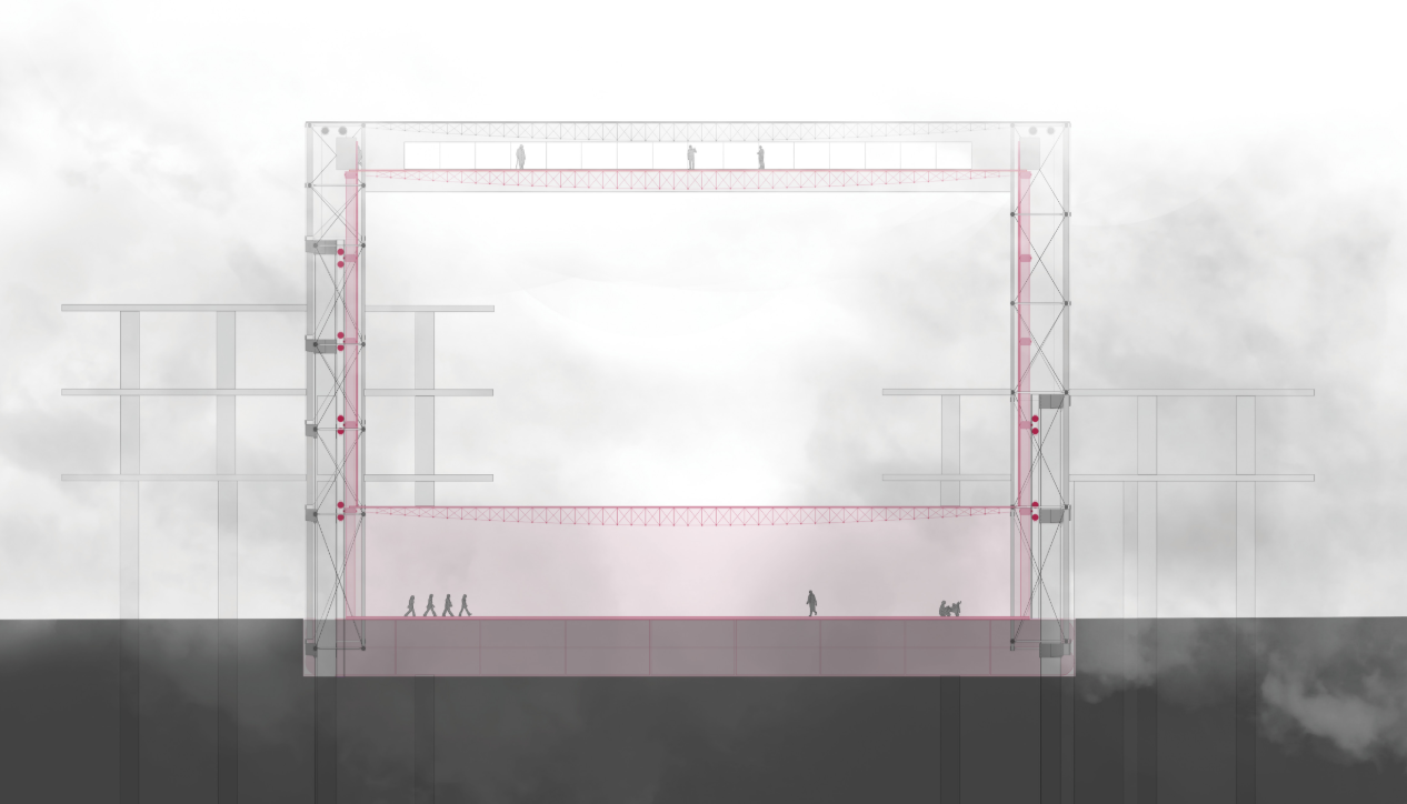 Sectional diagram illustrating the vertical movement system responding to sea-level changes and tidal variation.