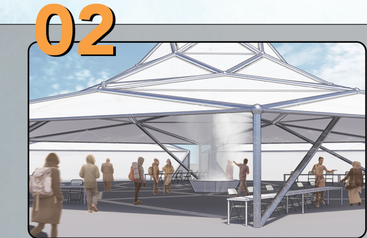 Community module acts as a central gathering space, fostering interaction, rest, and shared experiences.