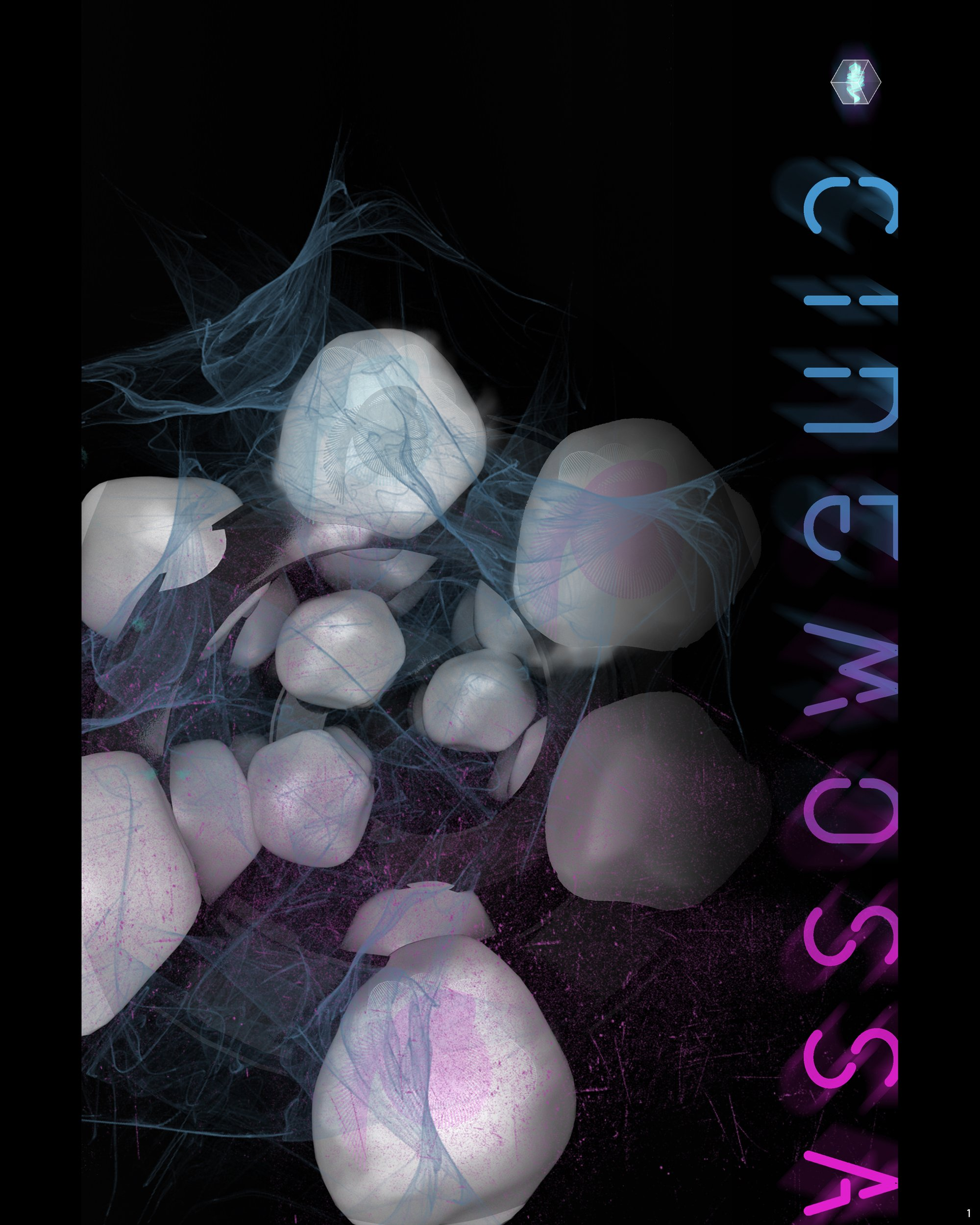 Organic, fragmented forms visualize the transition from passive viewing to immersive, multi-sensory cinematic experience.