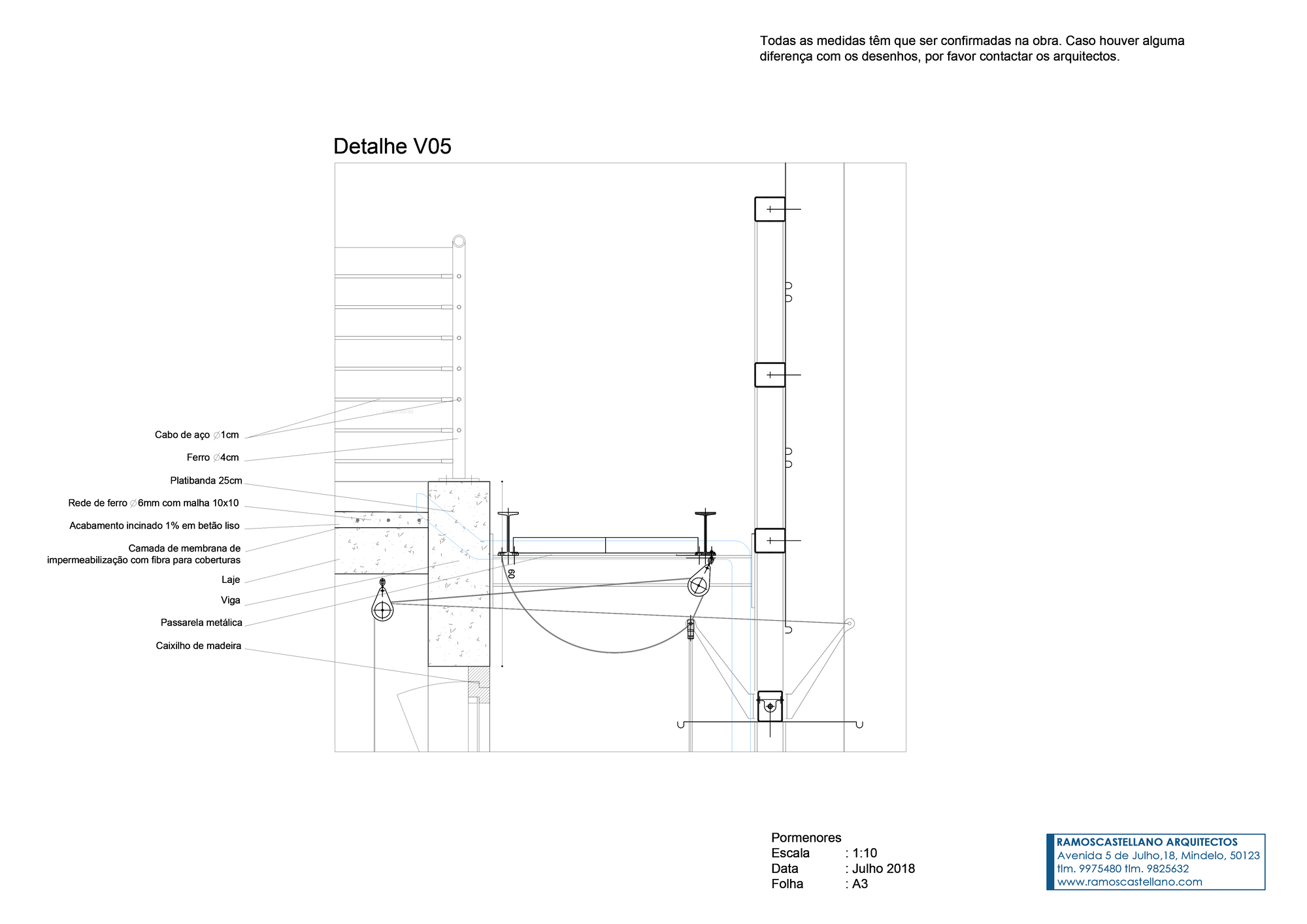 Construction section detail showing the junction between horizontal timber decking and vertical wall assembly
