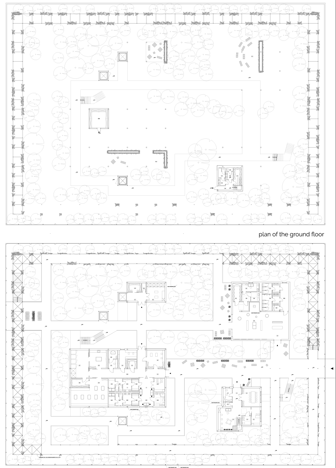 Detailed architectural plans reveal the project’s layered spatial organization for care, research, and public interaction.
