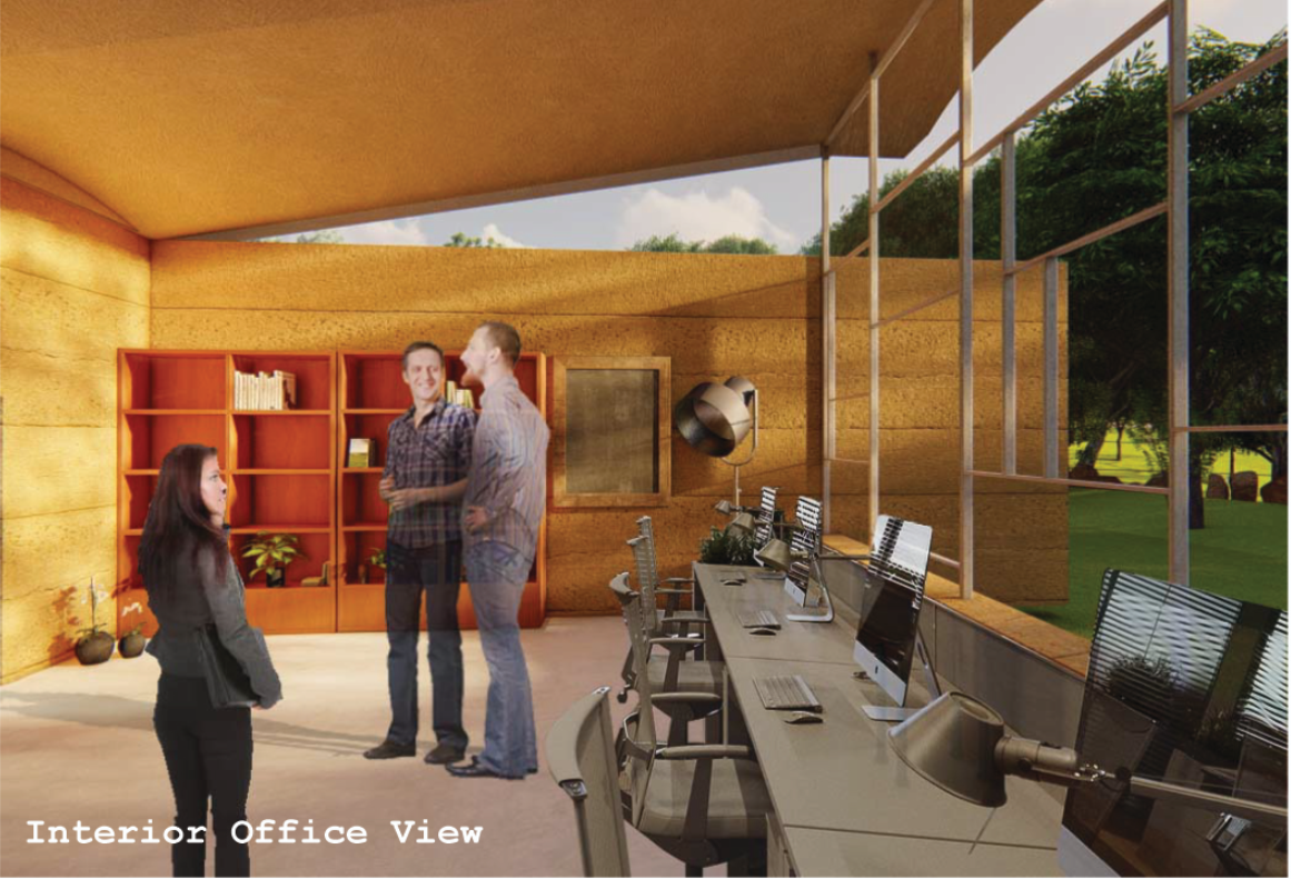 Warm rammed earth interiors create a calming environment connected to the landscape.