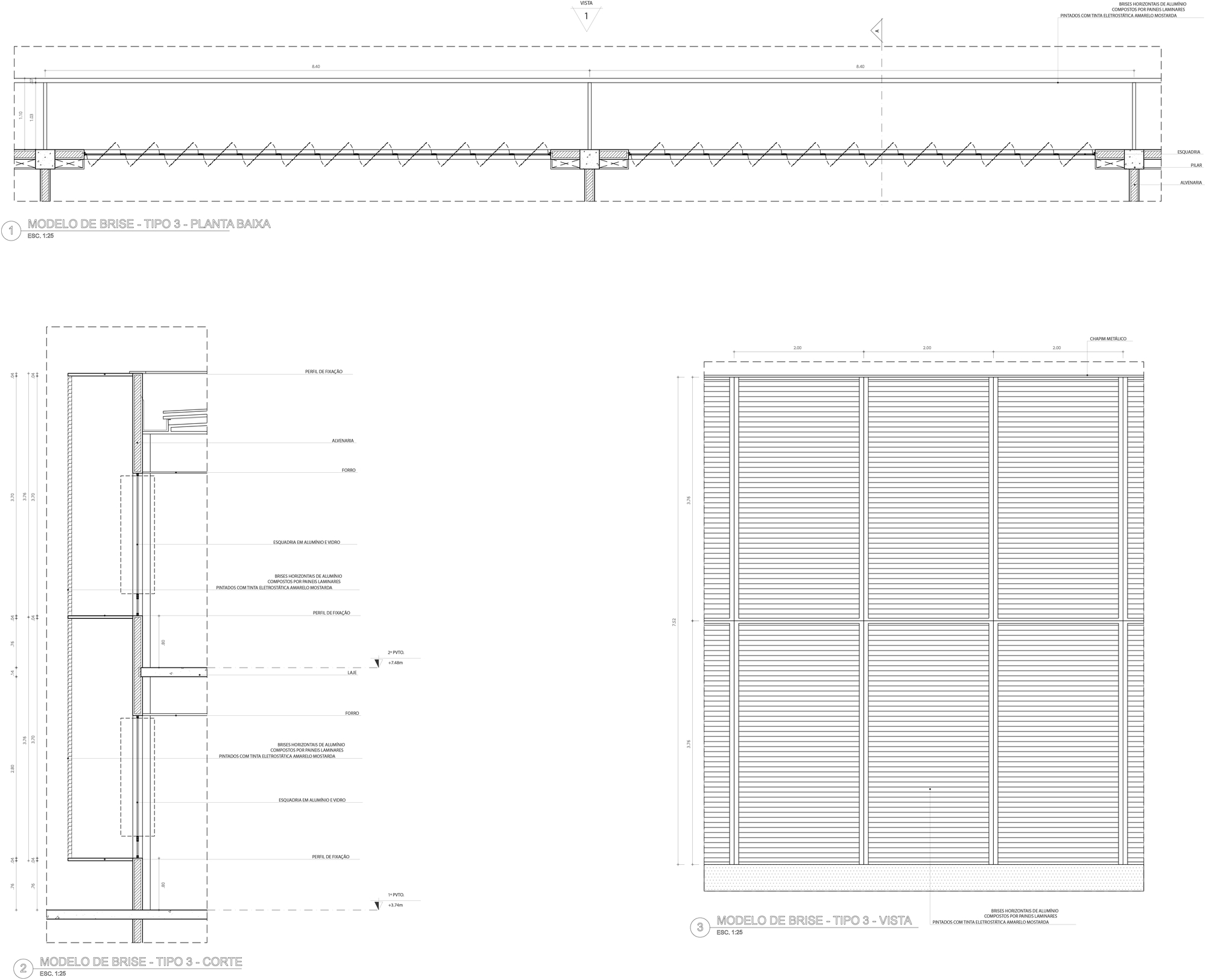 Construction section drawing showing wall assembly details and an elevation of horizontal timber slat screening