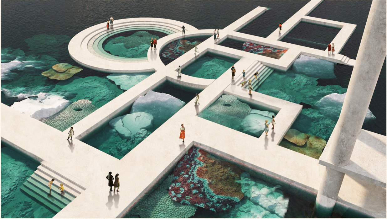 Floating coral park designed as an interactive marine observatory and ecological public space.