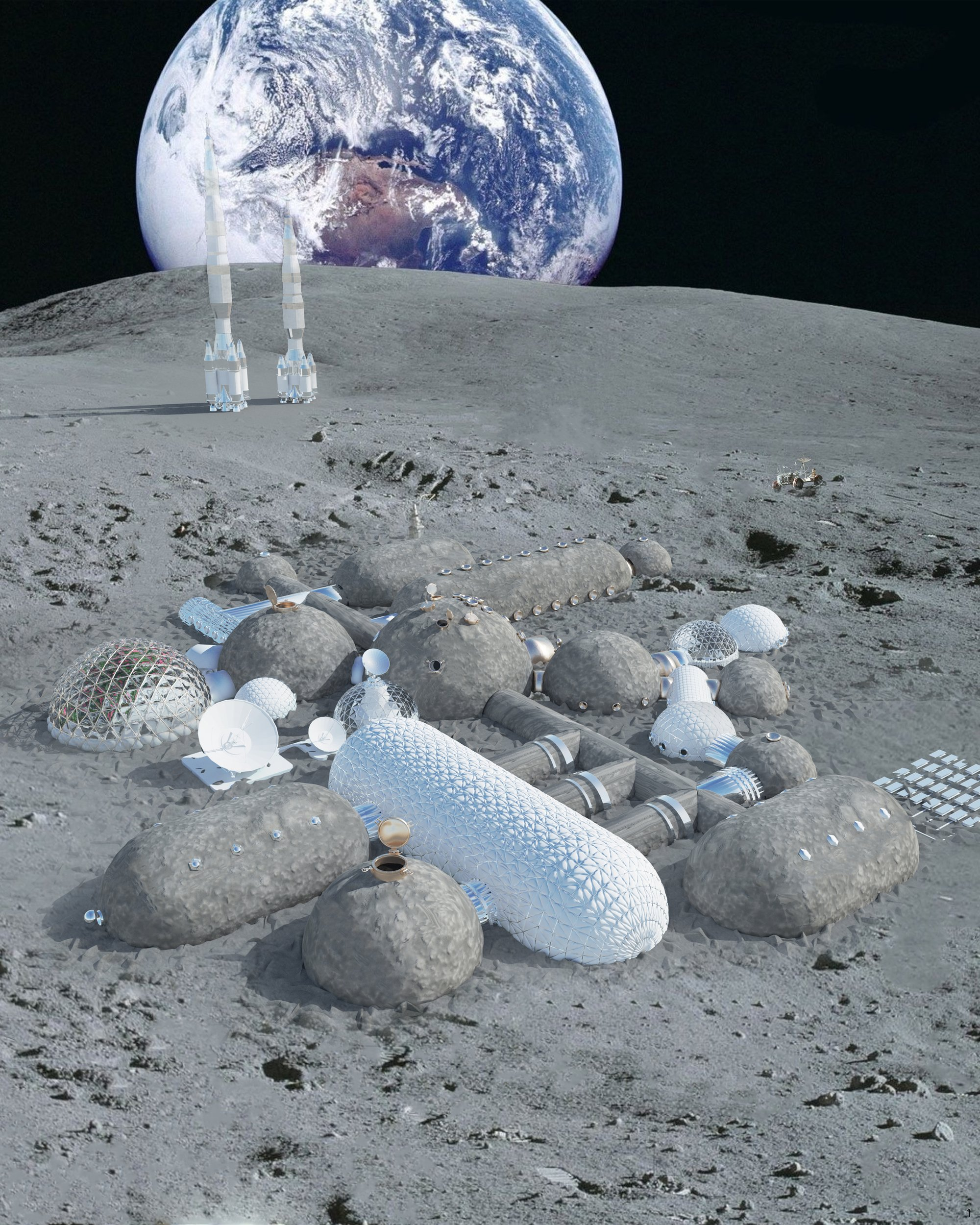 A self-sustaining lunar settlement emerges within Aitken Crater, combining research, habitation, agriculture, and energy infrastructure.