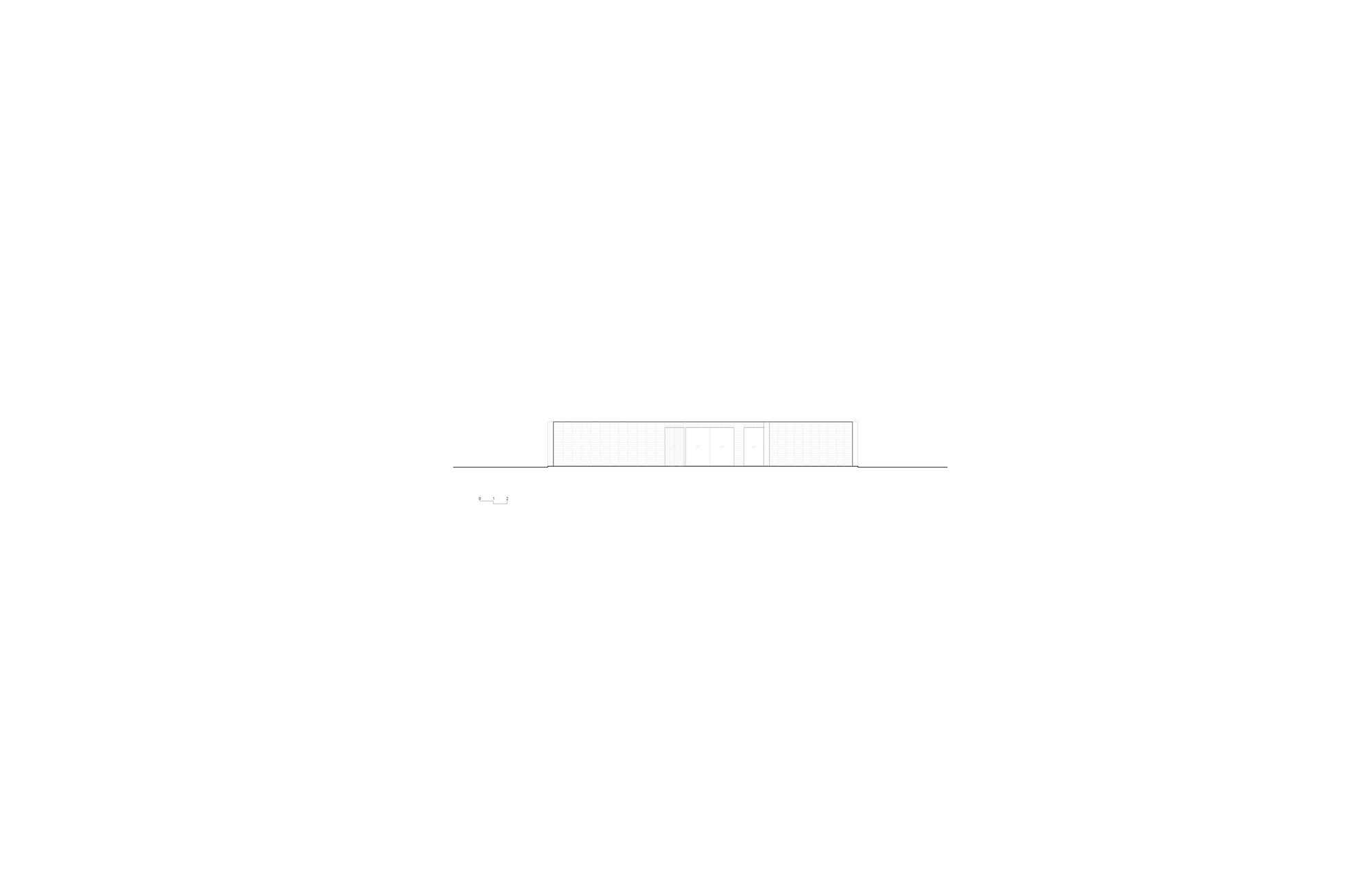 Elevation drawing depicting the flat-roofed volumes from another side