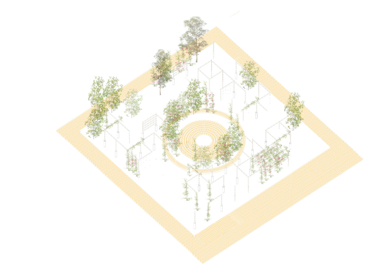 Future vision of the sensory playground enriched with gardens, learning landscapes, and community-led green spaces.