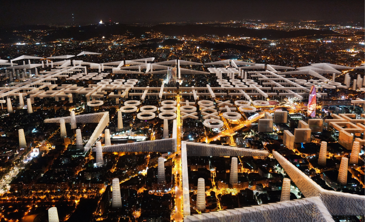 HYPERBLOCK transforms Barcelona’s skyline into a flexible landscape of light, density, and infrastructure