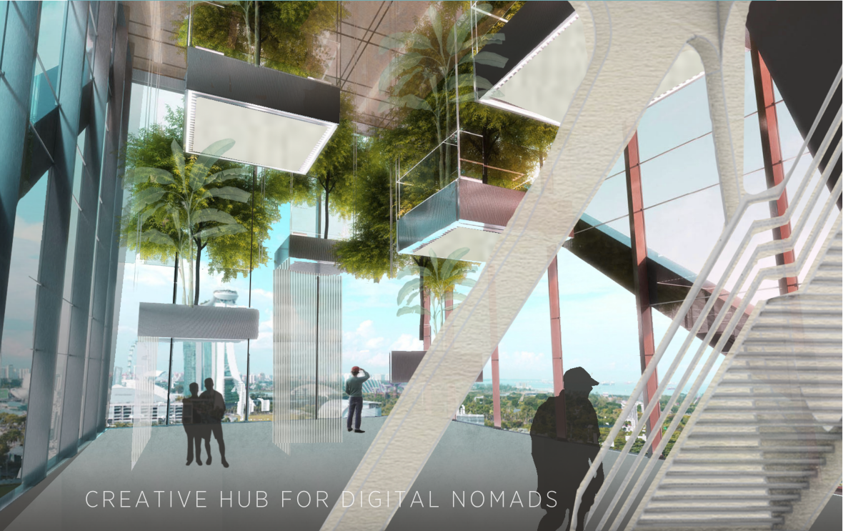 Nomad House integrates modular architecture with an elevated public landscape in Singapore.