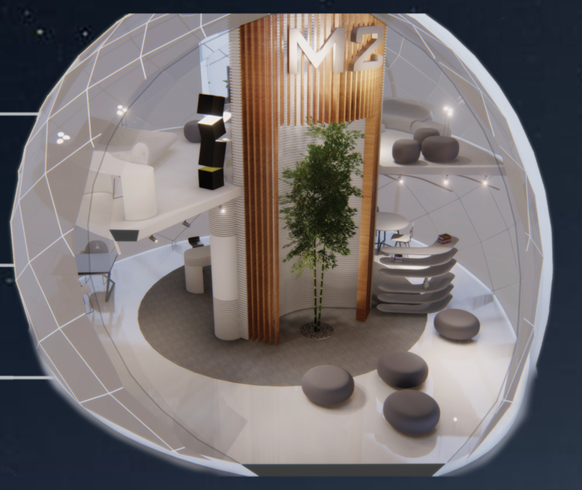 Flexible lunar living pod with integrated greenery and adaptable interior spaces.