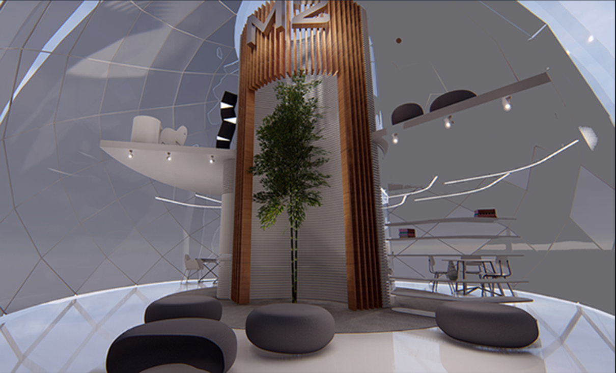 Meditation and gathering space designed to bring nature into the lunar living environment.