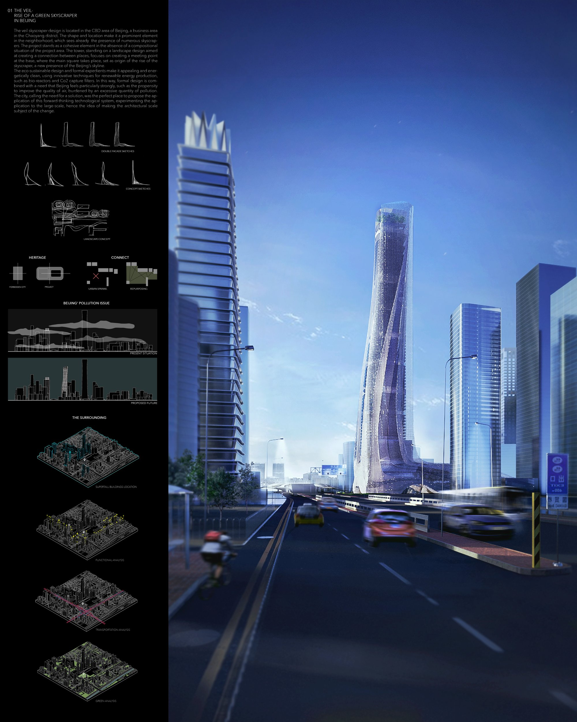 The Veil rises as a sustainable skyscraper, transforming Beijing's skyline with an elegant form and environmentally responsive architecture.