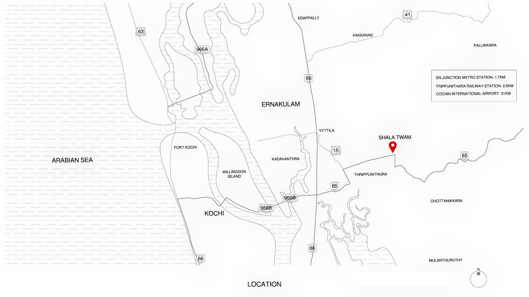 Location map showing the site near the Arabian Sea coast and regional road network