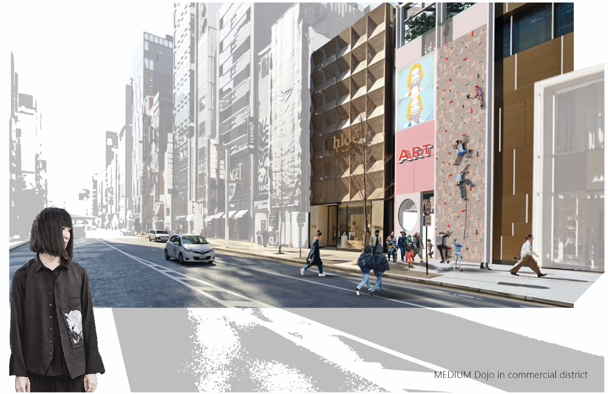Medium Dojo transforms a commercial street into a vertical play and culture space for pop-up urban events.