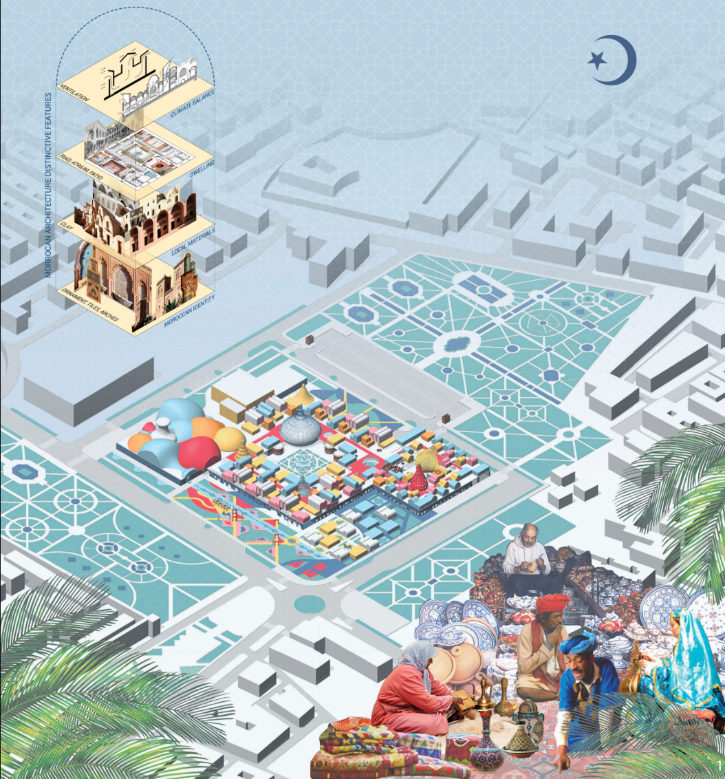 Co-life masterplan inspired by Moroccan traditions, craft, and community life.