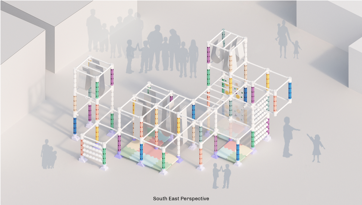 Modular playground network designed for adaptable play within the Kutupalong refugee camp