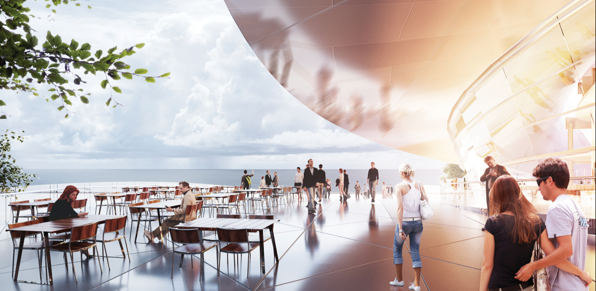 Sea-facing public terrace extends the cultural experience beyond the main performance halls