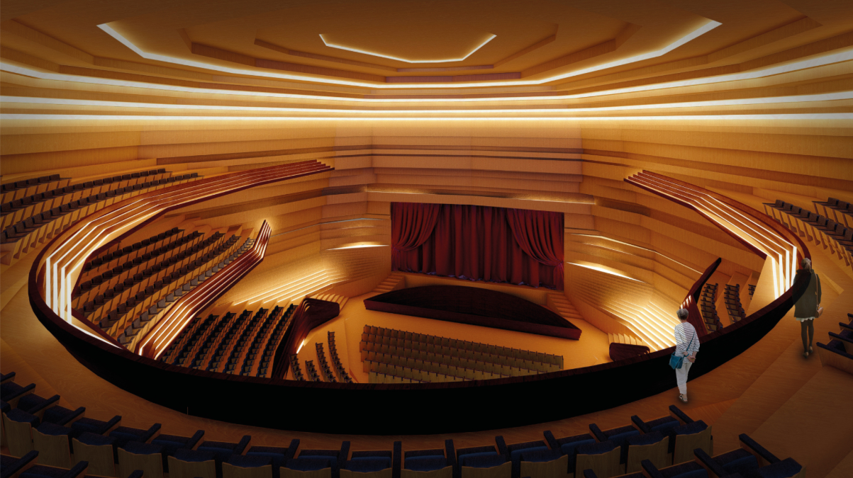 Warmly lit opera auditorium with layered balconies surrounding the central performance stage.
