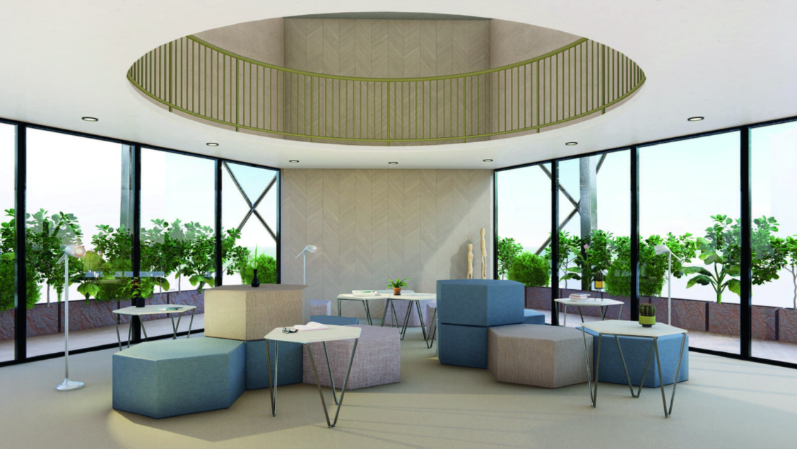 Adaptable co-working interior designed for collaboration, privacy, and flexible daily use.