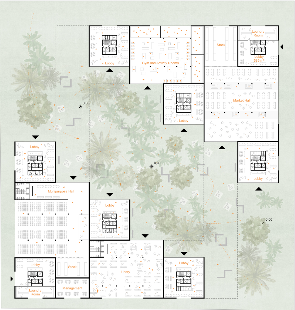 The ground floor creates an urban oasis with shared amenities, lush landscaping and open public spaces that encourage interaction and connection.
