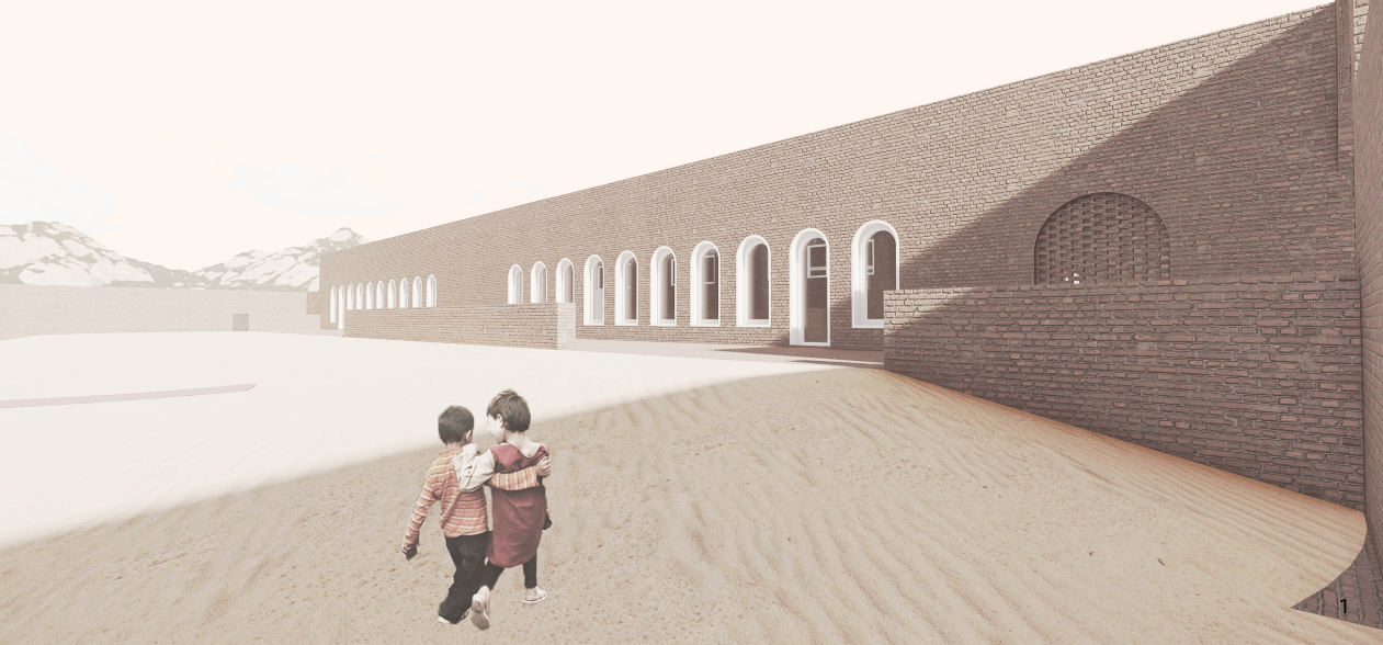 Brick-lined entrance leading into the Garden of Athan resilience center.