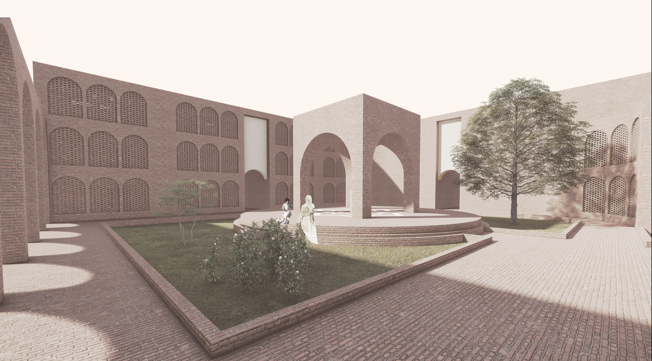 Wellspring Square designed as a central space for gathering and community life.