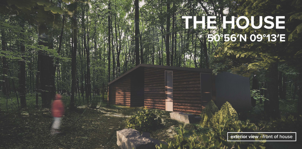 Grandmother’s house blends into the dense woodland, reinforcing the project’s themes of familiarity, concealment, and deception.