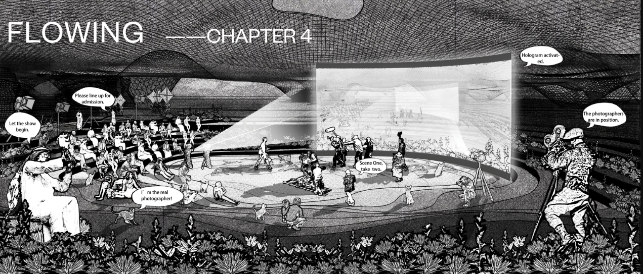 Open-air theater turns the desert film space into a shared stage for audience, crew, and performers.
