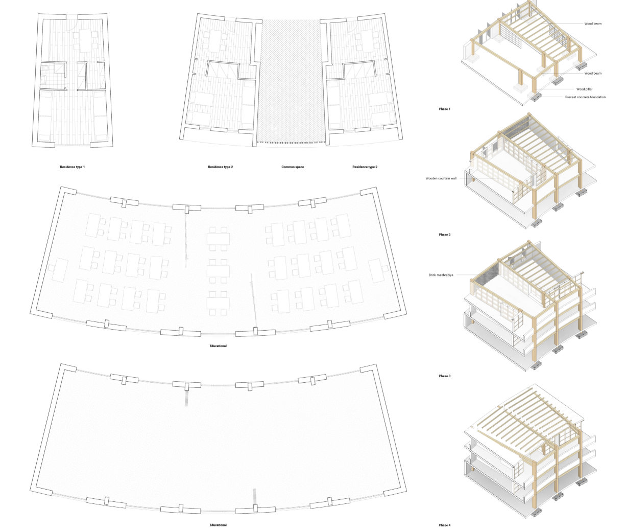 Modular plans and phased construction reveal the flexible structural system behind REBIRTH.