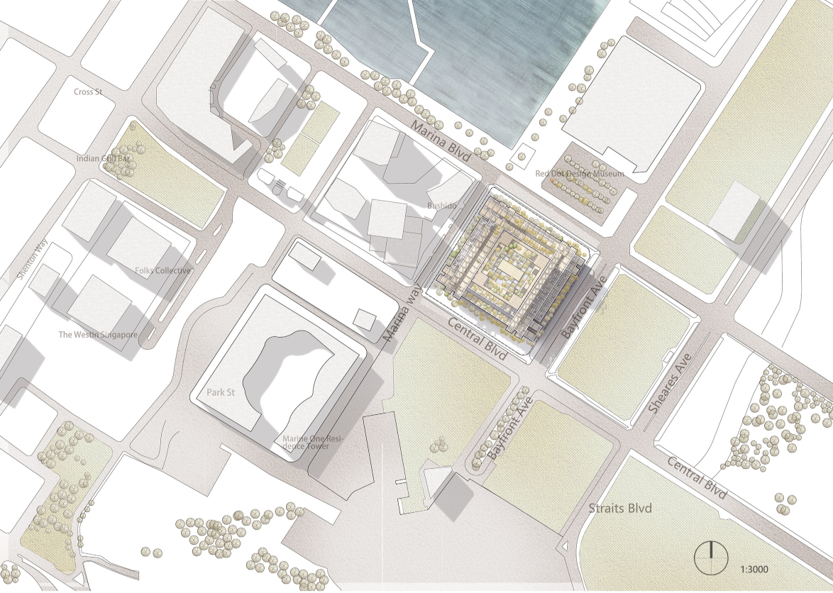 Site plan locating NOMADHOUSE within Singapore’s Marina Bay urban context.