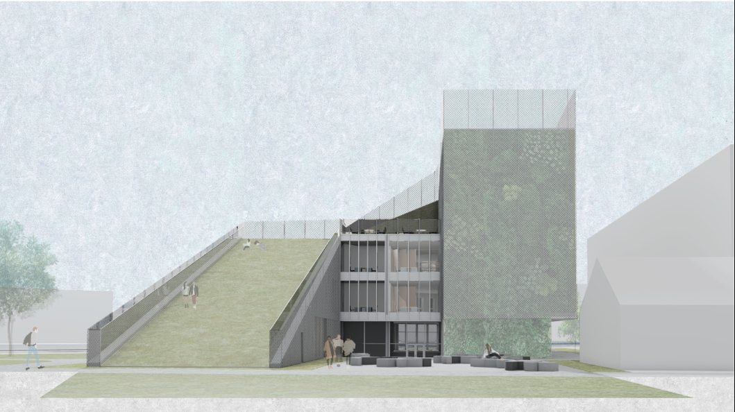 +1 Level, Urban context, View from the park. Image: Magdalena Michalak