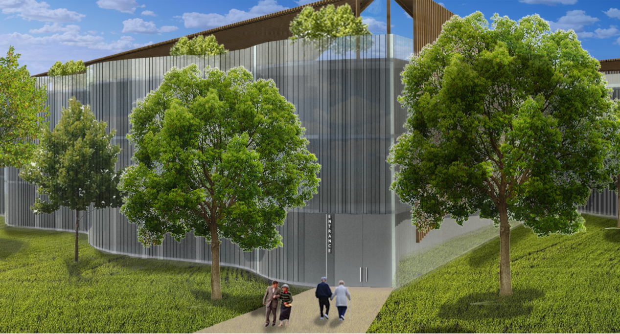 Landscape-focused entrance creating a calm and welcoming arrival experience.
