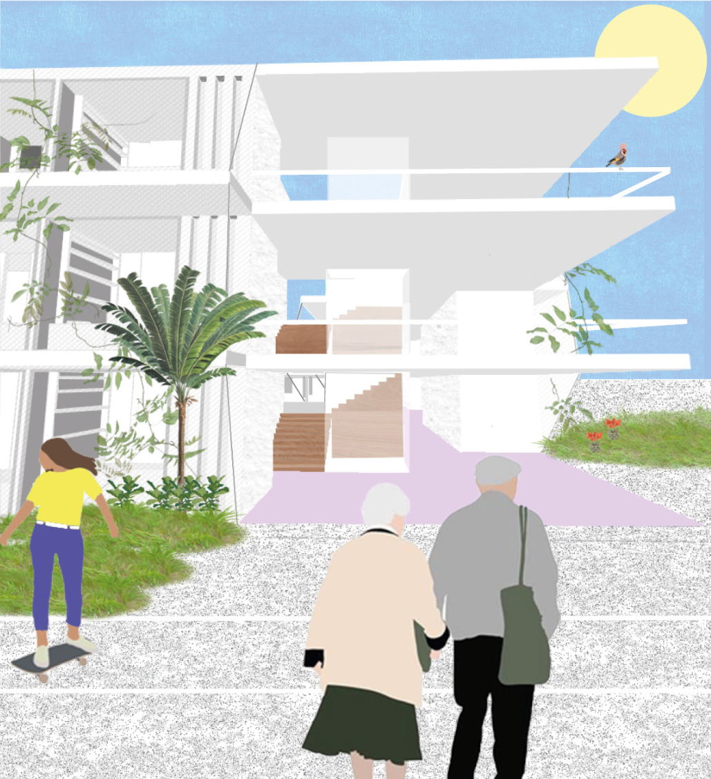 Open communal spaces connect residents with gardens, terraces, and multiple levels of shared activity.