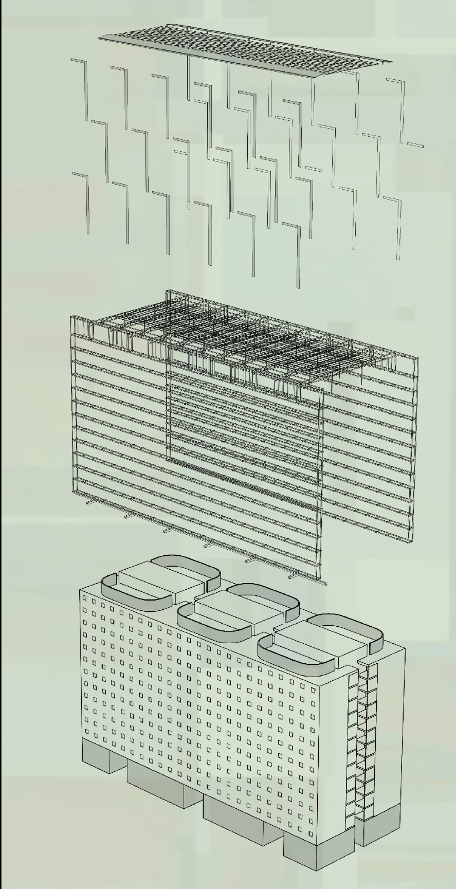 Exploded view of the retrofit support framework