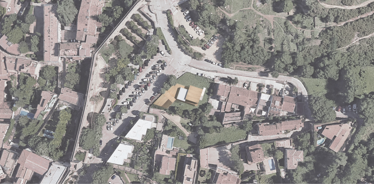 Site plan shows the library embedded within a green urban setting and connected to its neighborhood context.