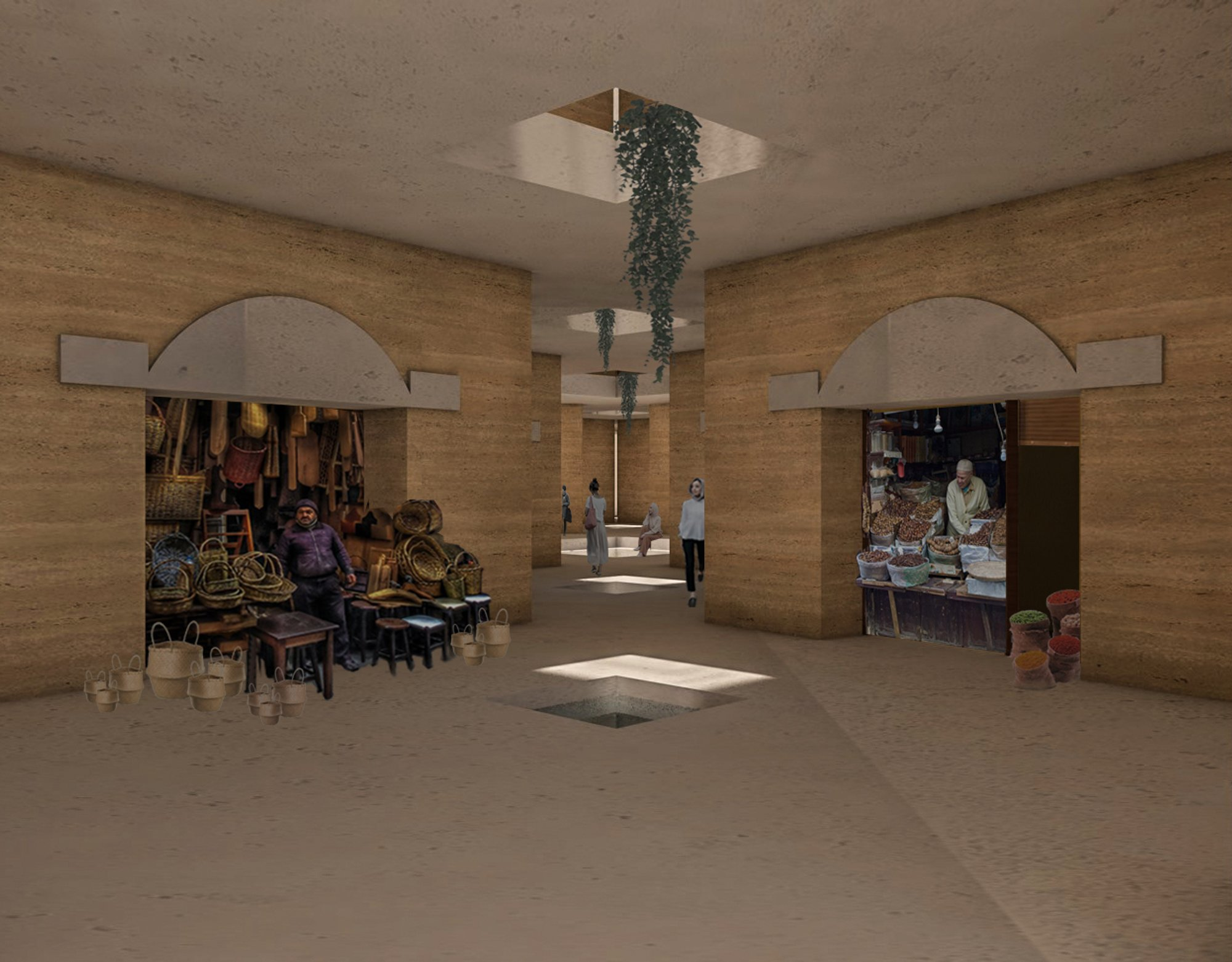 Souq-inspired ground floor bringing trade, memory, and public life together.